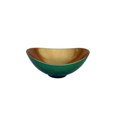 Centrotavola ceramica verde oro 27 x 9 cm