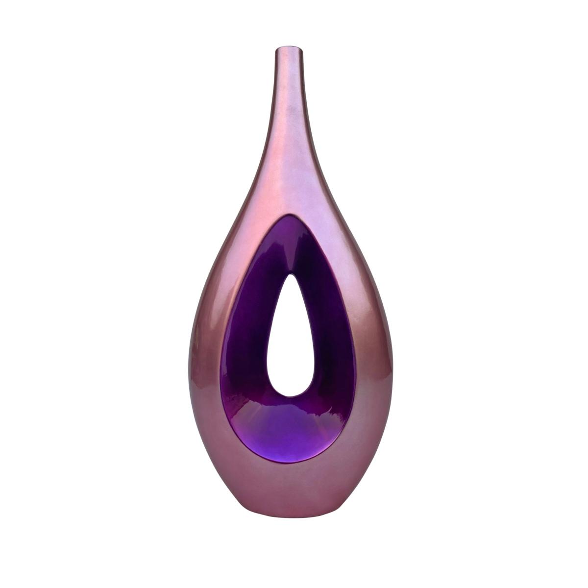 Vaso ceramica goccia rosa alto 26 x 63 cm