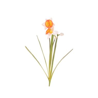 Fiore narciso bianco arancione 47 cm
