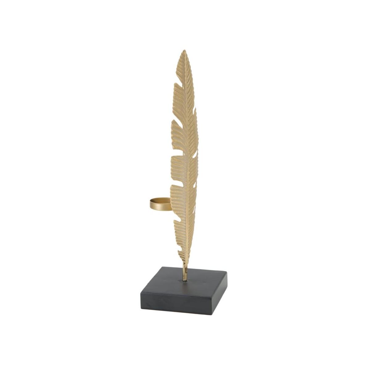 Scultura foglia portacandela glam 10 x 10 x 34 cm