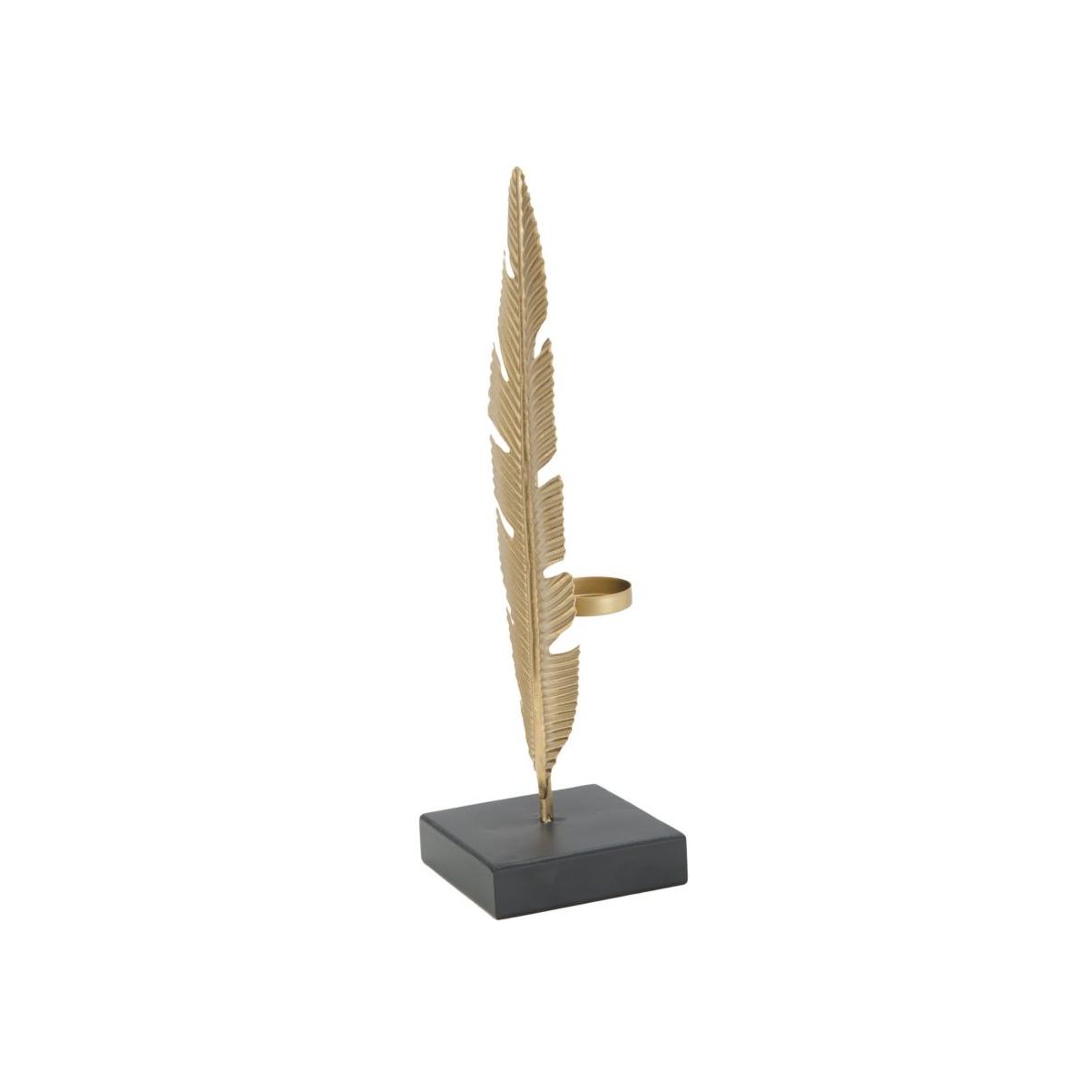 Scultura foglia portacandela glam 10 x 10 x 34 cm