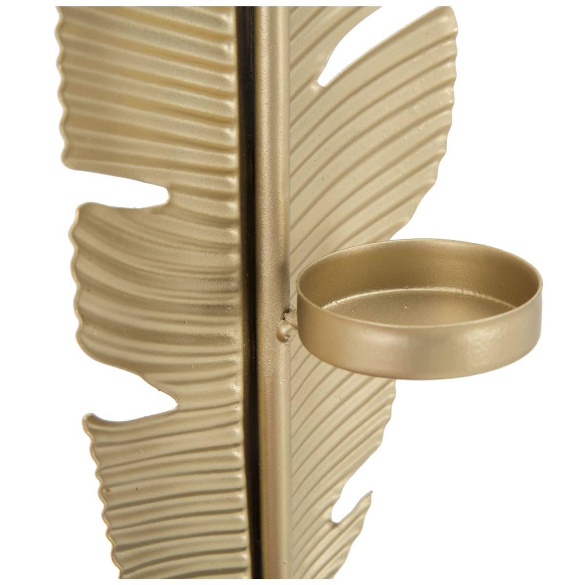 Scultura foglia portacandela glam 10 x 10 x 34 cm
