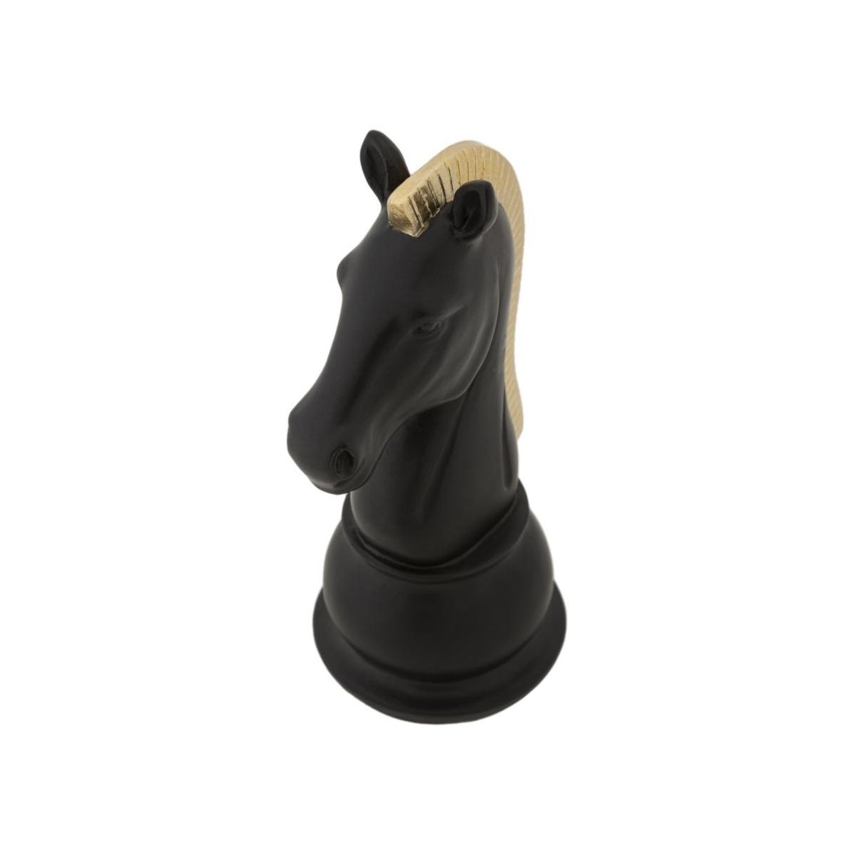 Scacchi cavallo nero oro 10,5 x 8,5 x 19 cm