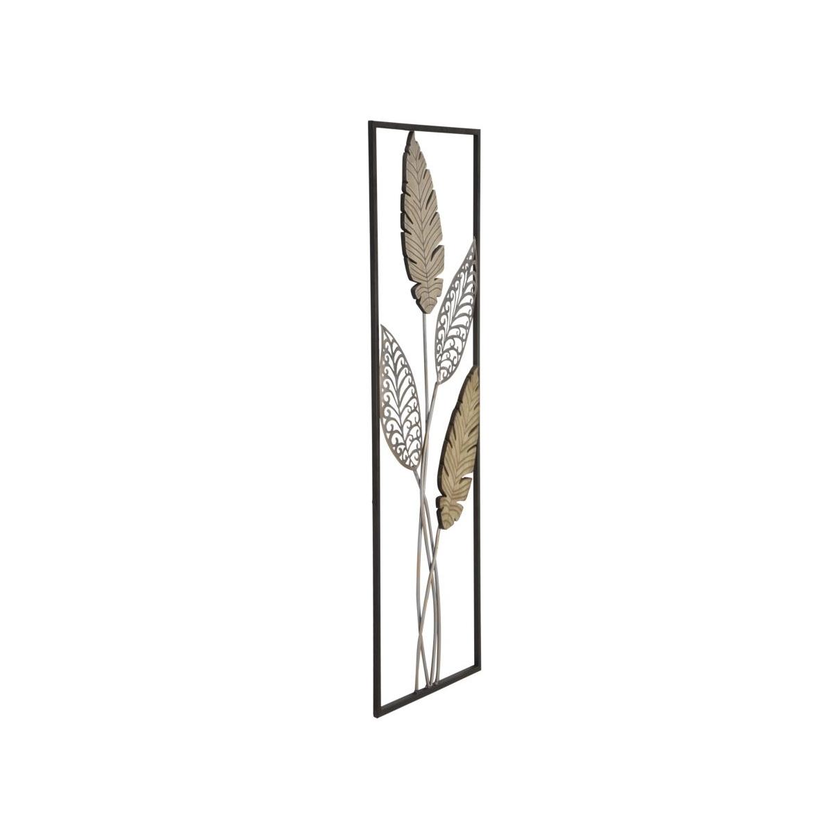 Quadro pannello in ferro legno foglie mod 30,5 x 1,90 x 91 cm