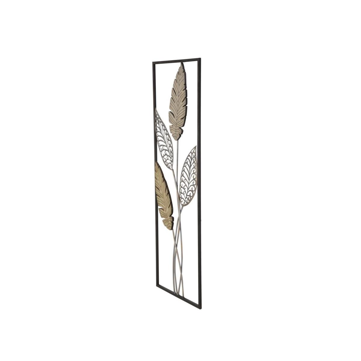 Quadro pannello in ferro legno foglie mod 30,5 x 1,90 x 91 cm