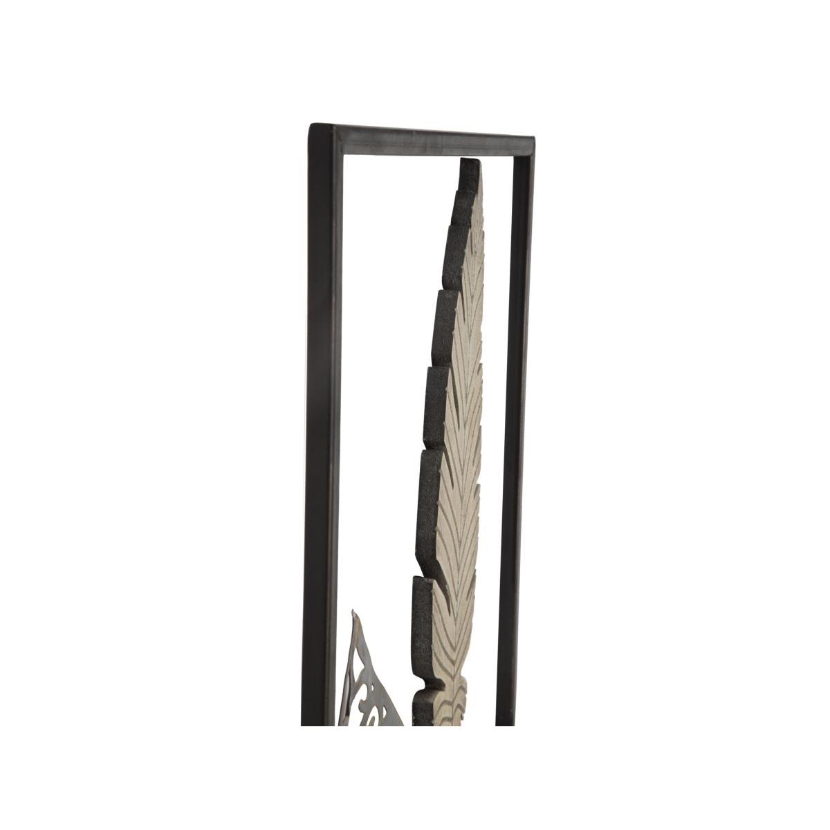 Quadro pannello in ferro legno foglie mod 30,5 x 1,90 x 91 cm