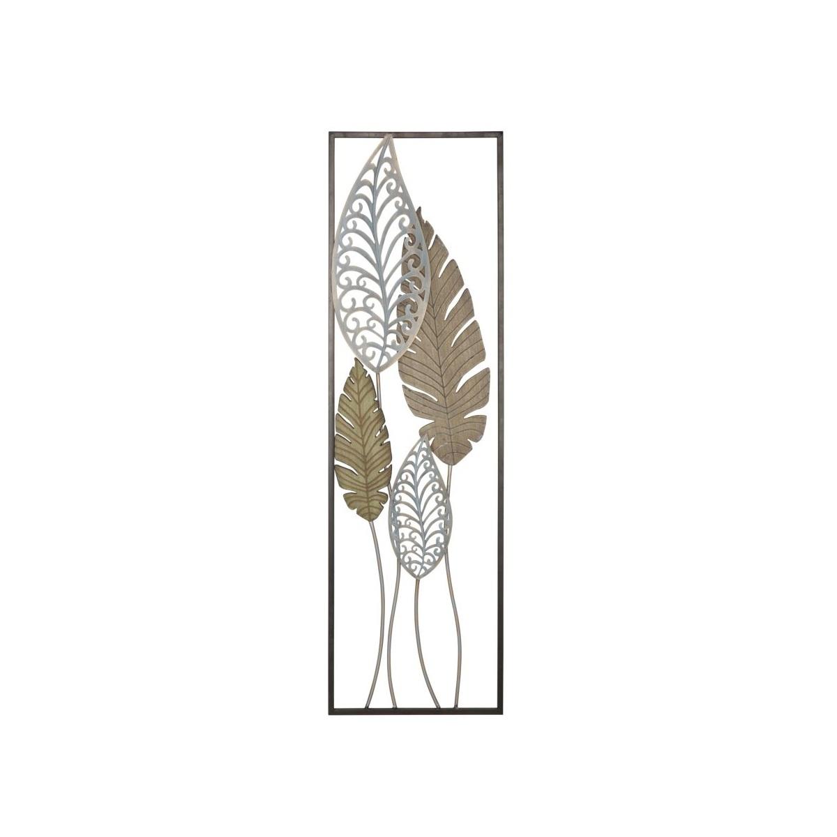 Quadro pannello in ferro legno foglie mod 30,5 x 2,5 x 99,5 cm