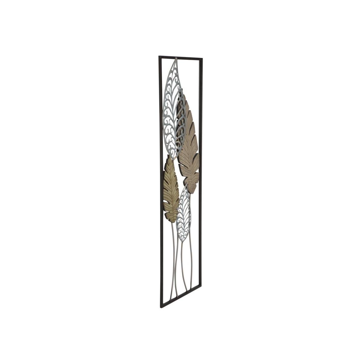 Quadro pannello in ferro legno foglie mod 30,5 x 2,5 x 99,5 cm