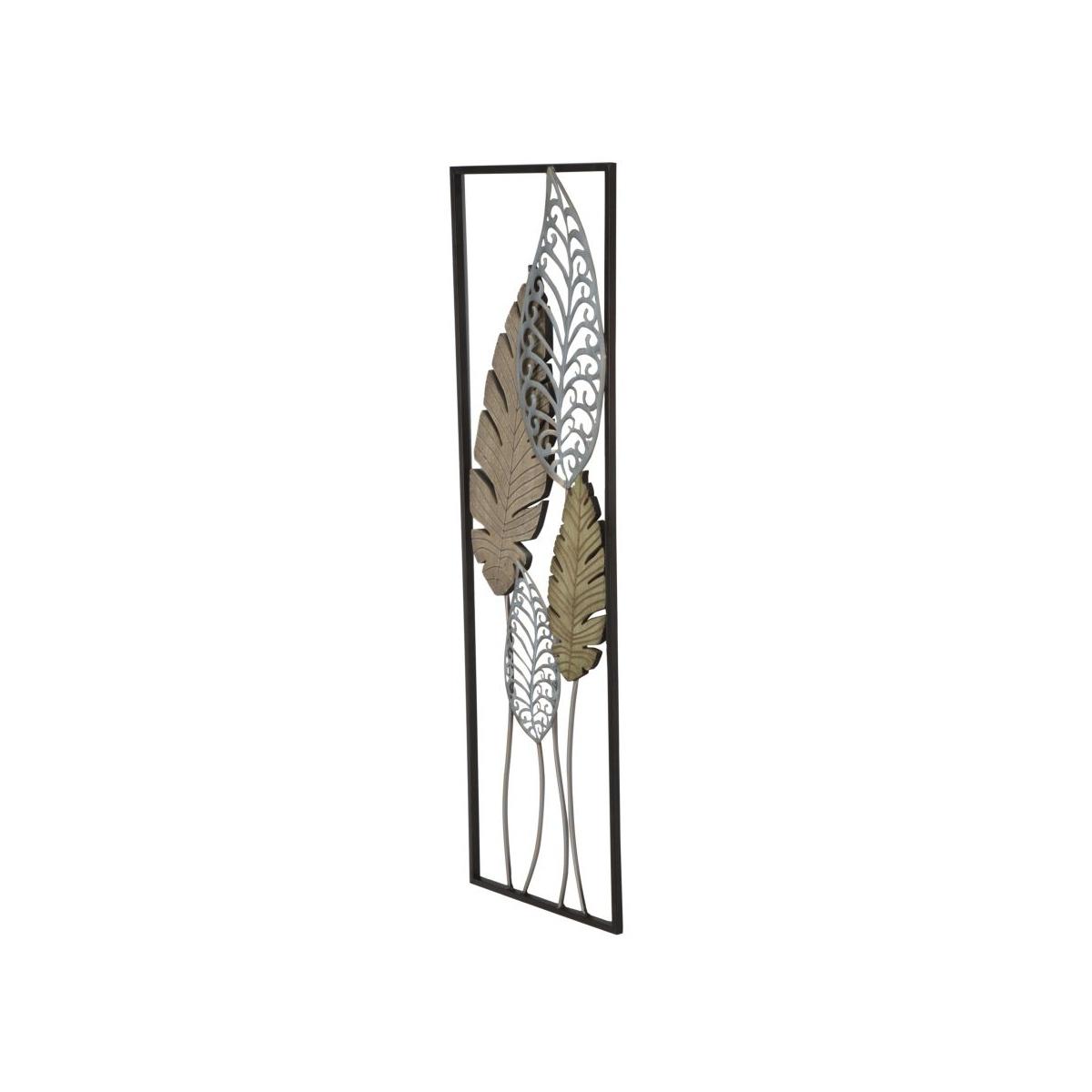 Quadro pannello in ferro legno foglie mod 30,5 x 2,5 x 99,5 cm