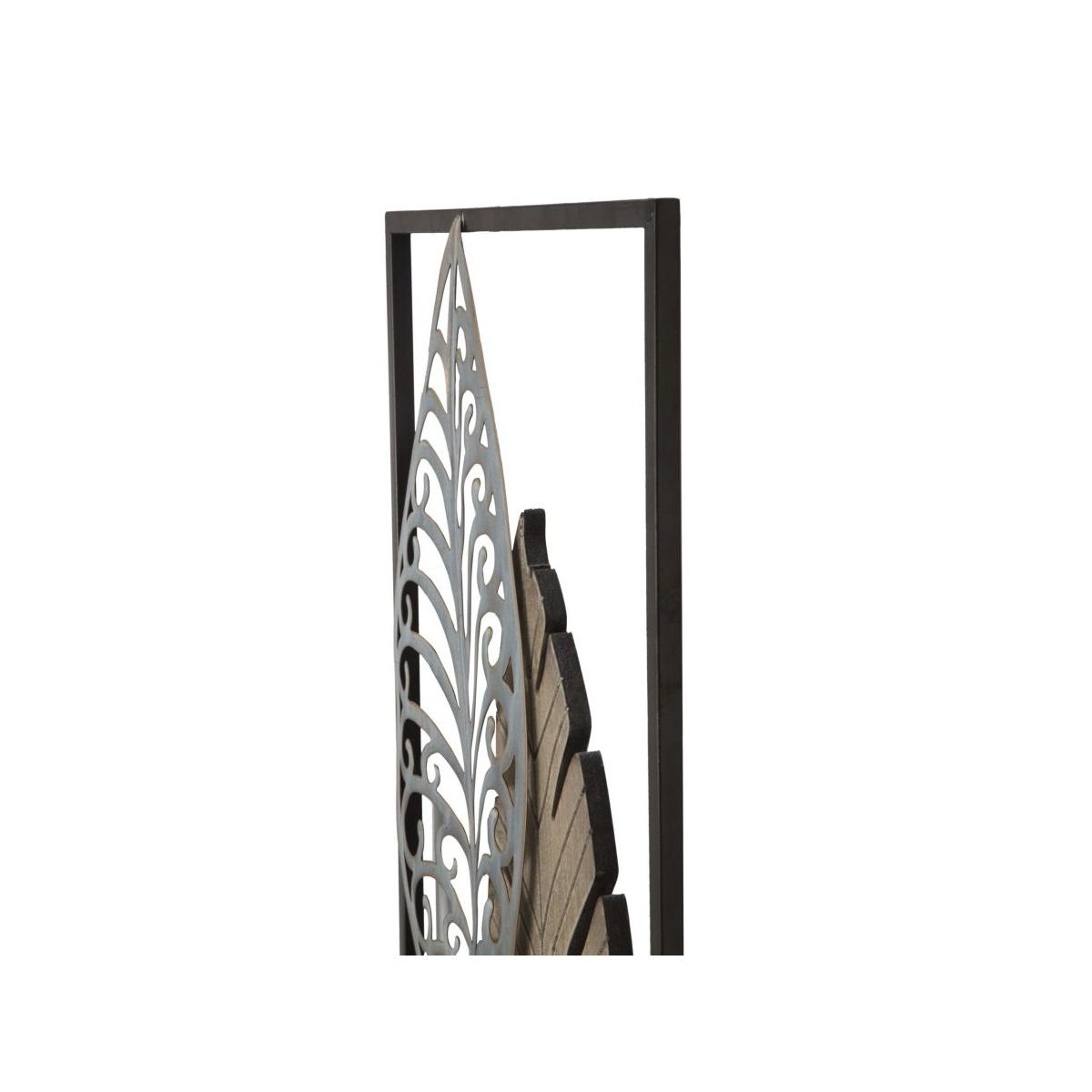 Quadro pannello in ferro legno foglie mod 30,5 x 2,5 x 99,5 cm