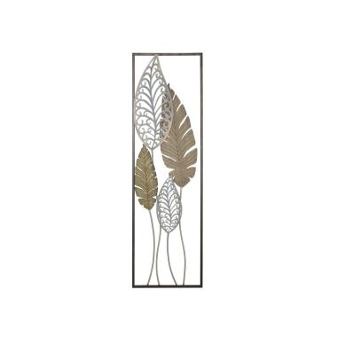 Quadro pannello in ferro legno foglie mod 30,5 x 2,5 x 99,5 cm