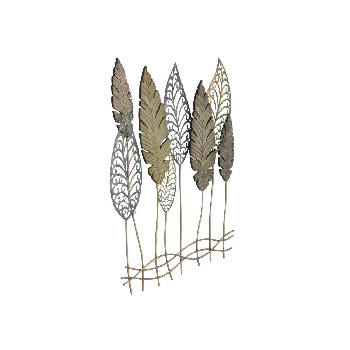 Quadro pannello in ferro legno foglie mod 75 x 2,5 x 87 cm