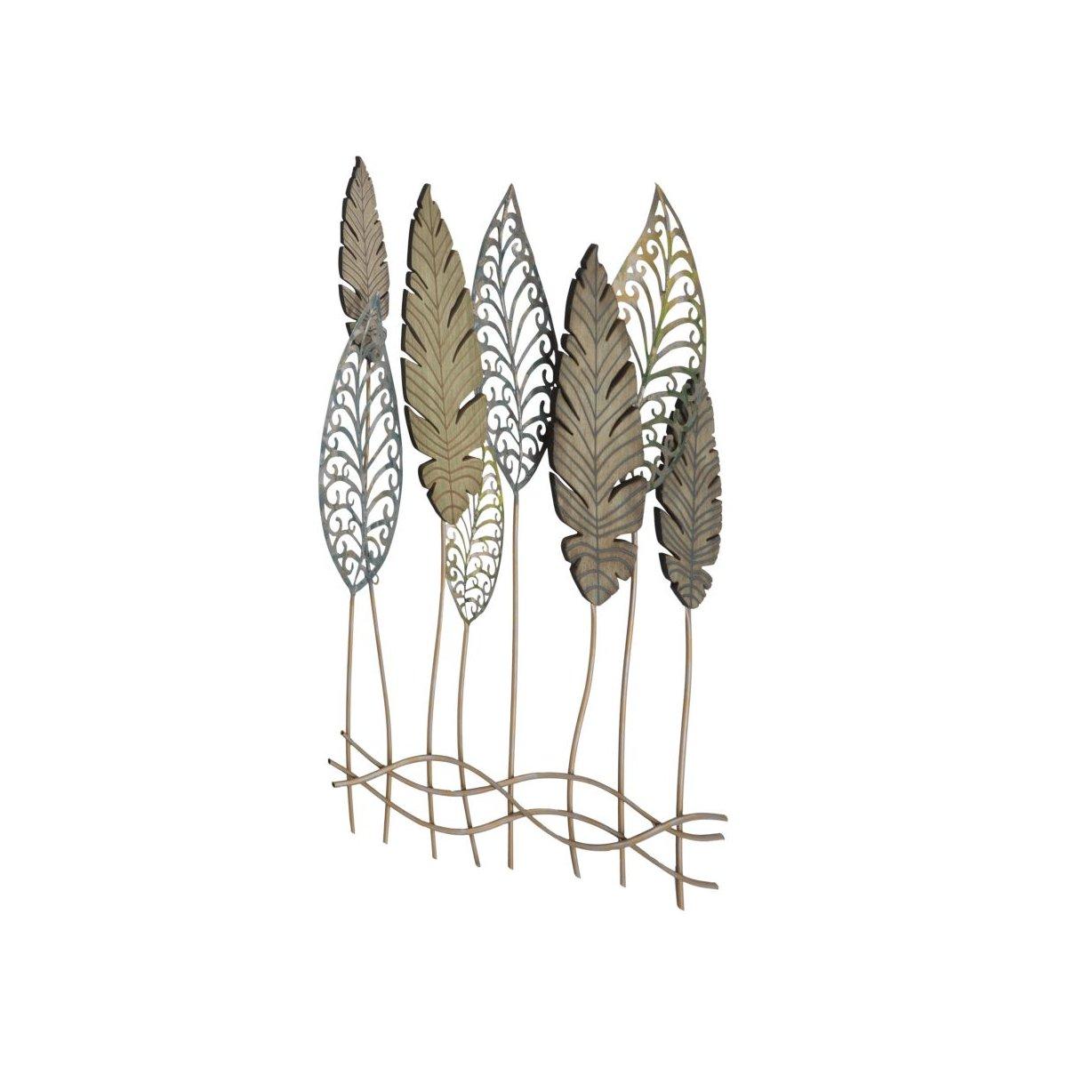 Quadro pannello in ferro legno foglie mod 75 x 2,5 x 87 cm