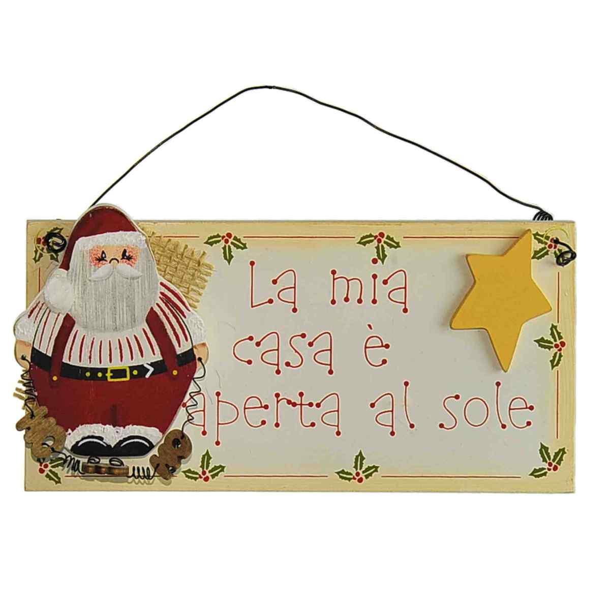 Targa natalizia legno scritta babbo 19 cm