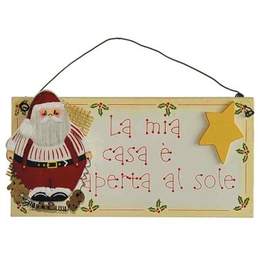 Targa natalizia legno scritta babbo 19 cm