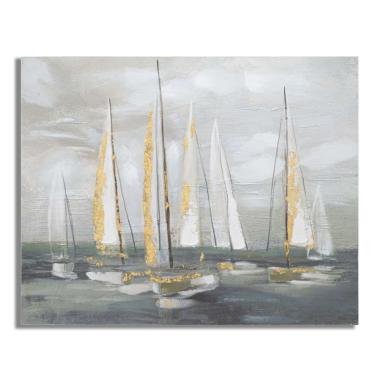 Quadro dipinto tela gold boat 100 x 2,8 x 80 cm