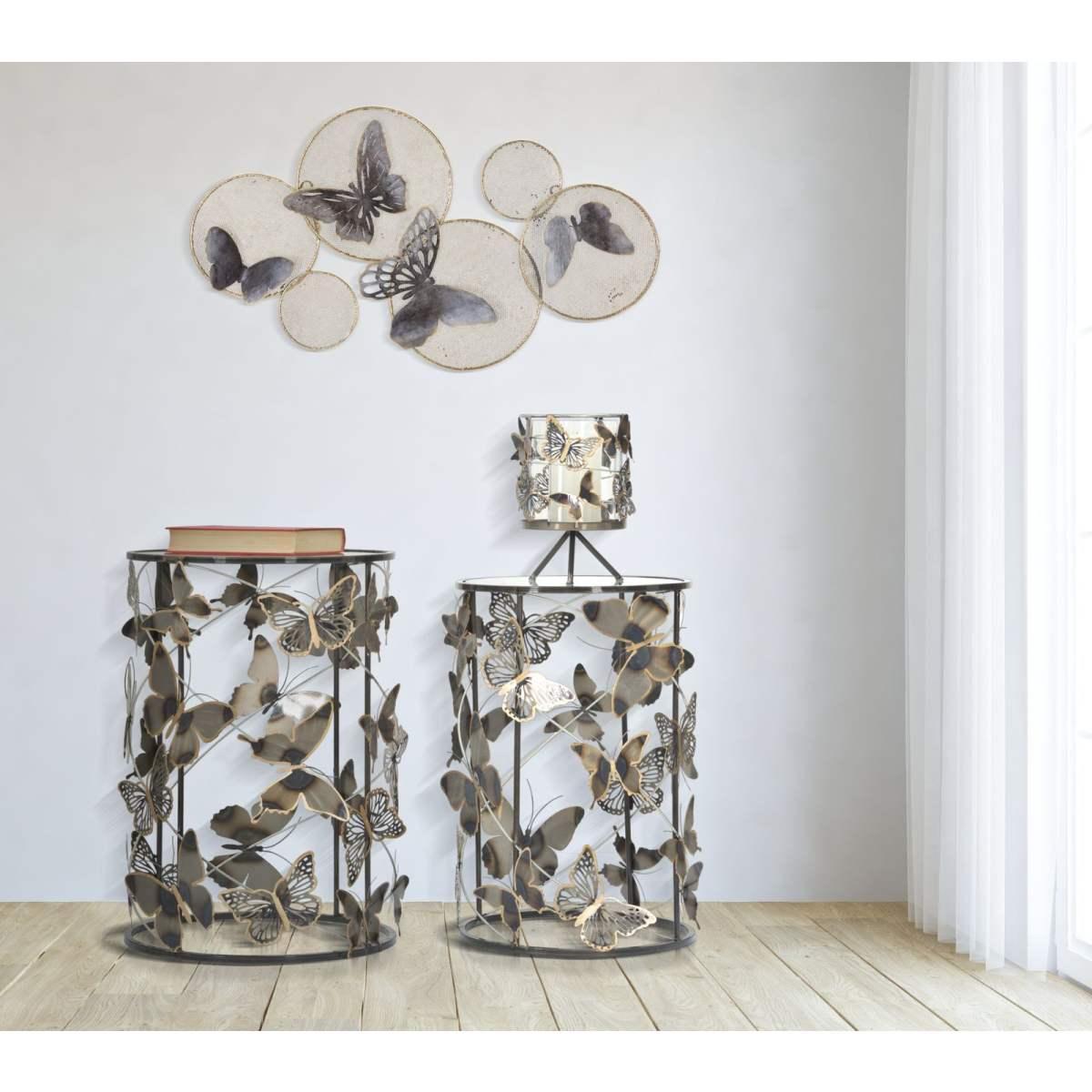 Quadro pannello in ferro butterfly dark 66 x 5 x 38 cm