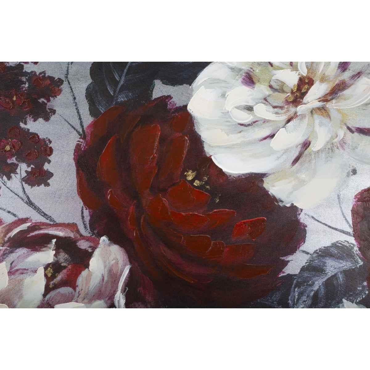 Quadro dipinto tela white red flower darkback 120 x 3,7 x 60 cm