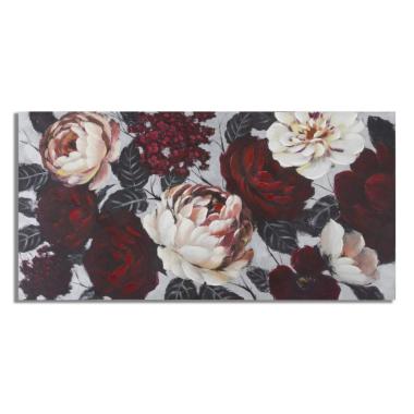 Quadro dipinto tela white red flower lightback 150 x 3,8 x 76 cm