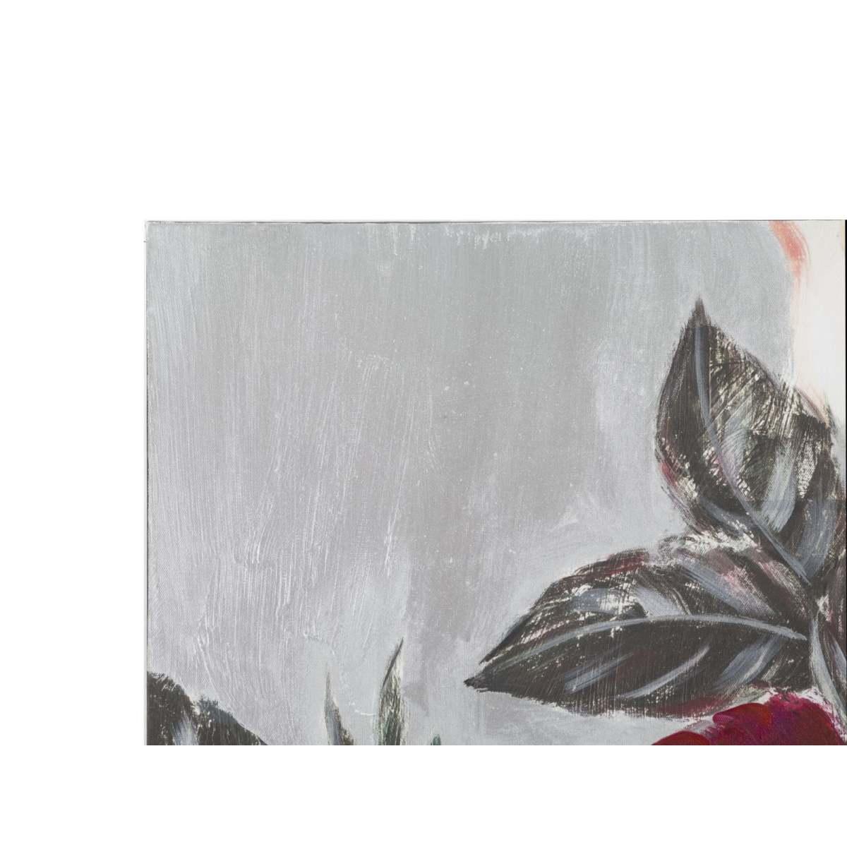 Quadro dipinto tela red flower square 90 x 3,7 x 90 cm