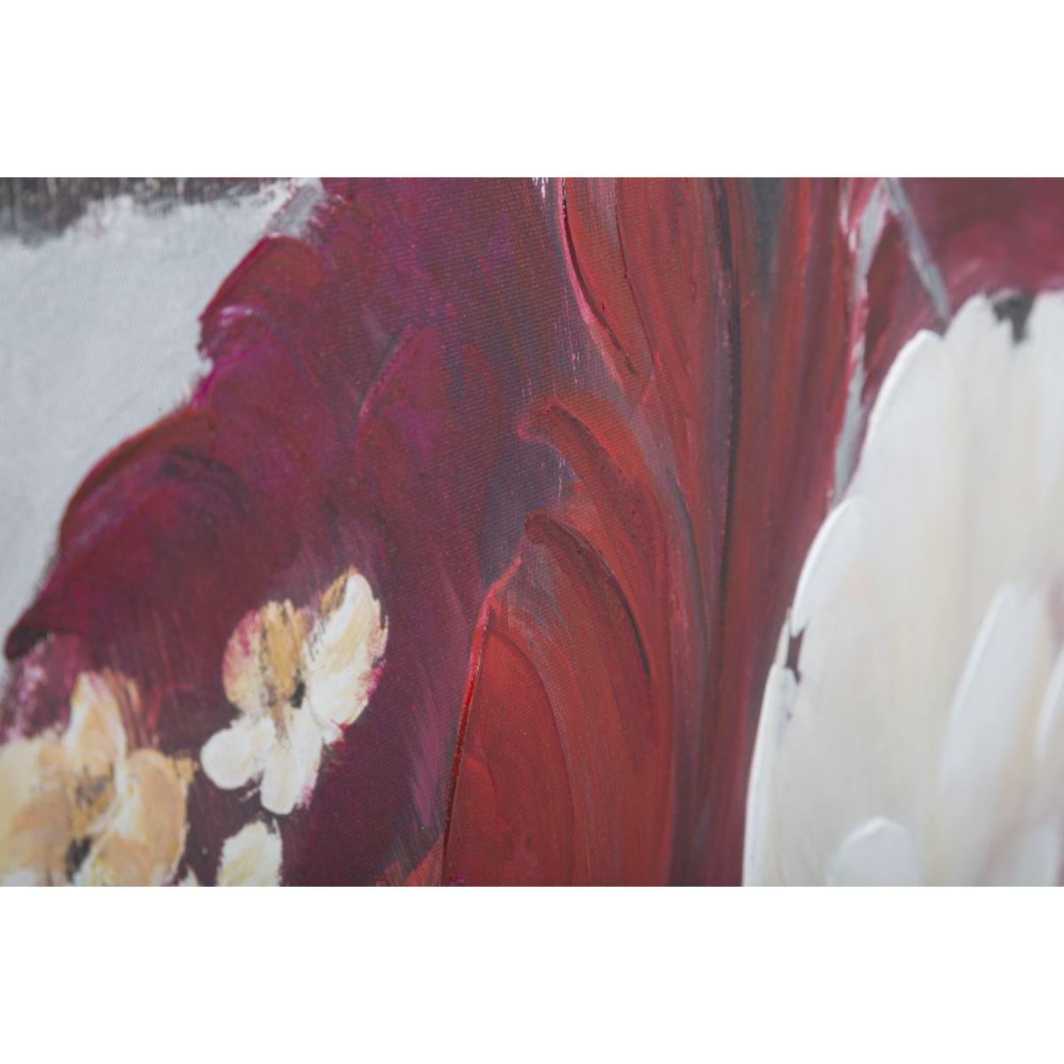 Quadro dipinto tela red flower square 90 x 3,7 x 90 cm