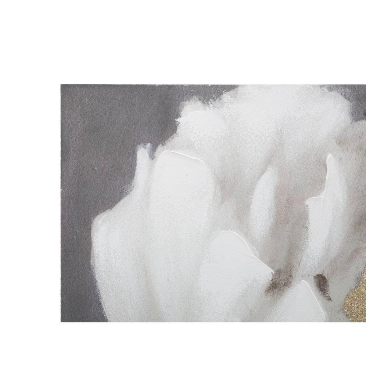 Quadro dipinto tela white gold flower 80 x 3,7 x 100 cm