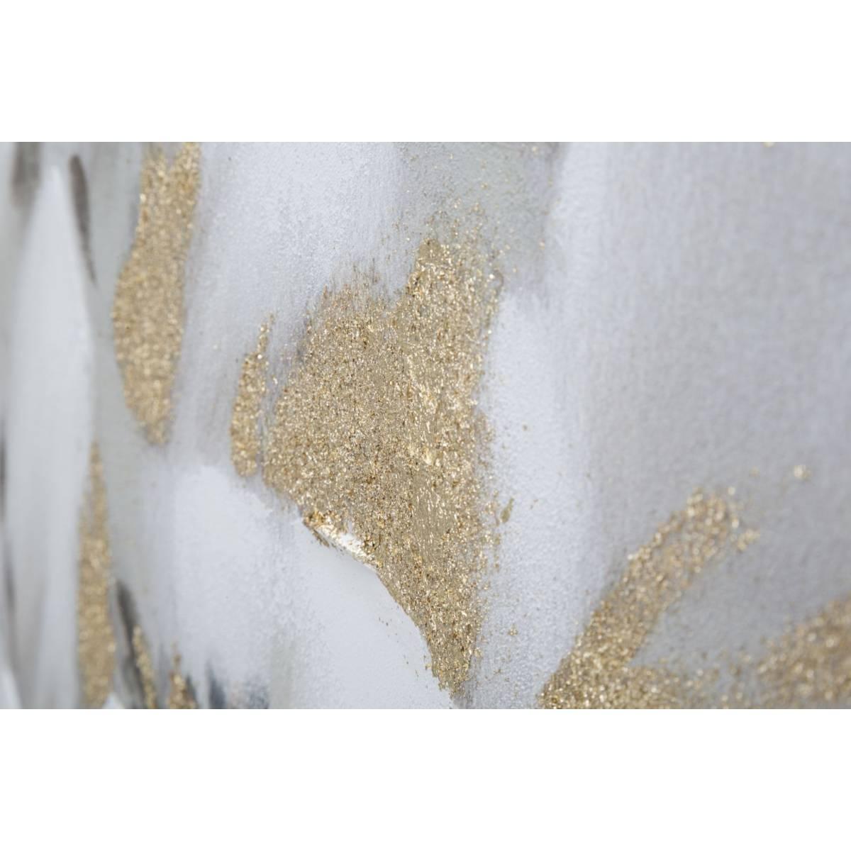 Quadro dipinto tela white gold flower 80 x 3,7 x 100 cm