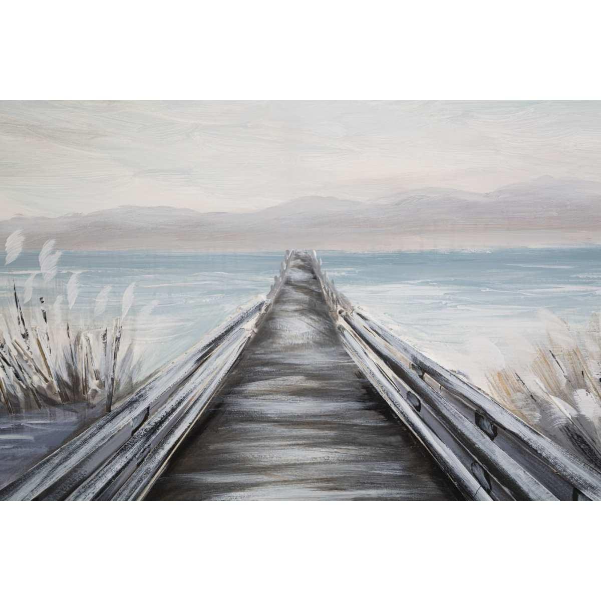 Quadro dipinto tela pontile 120 x 3,8 x 80 cm