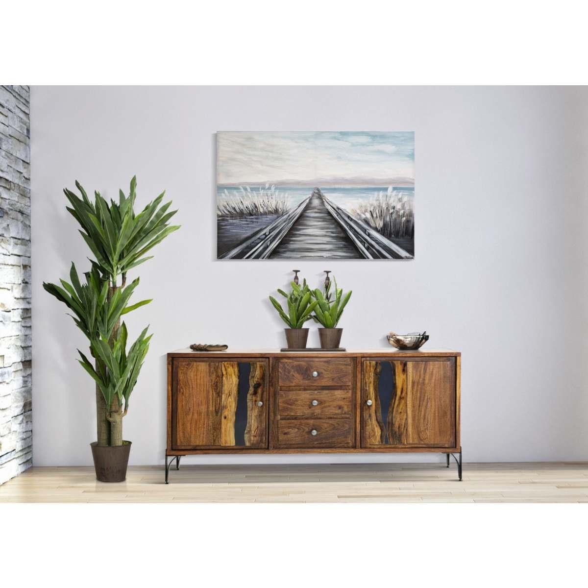 Quadro dipinto tela pontile 120 x 3,8 x 80 cm
