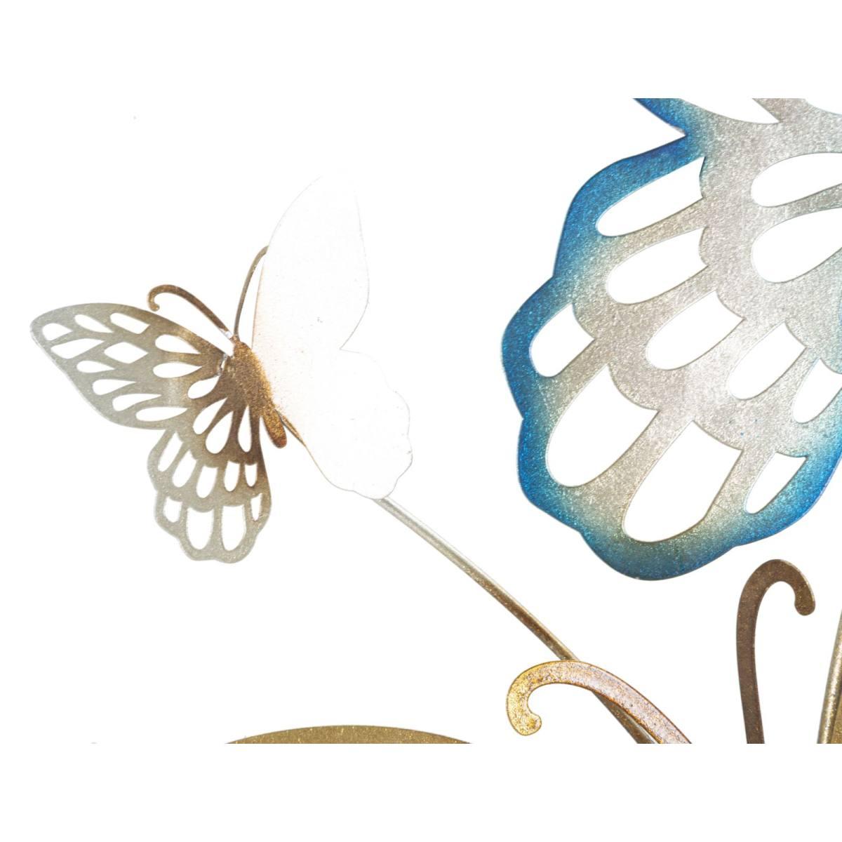 Quadro pannello da muro butterflies oro celeste modello c 59,5 x 4 x 111,5 cm