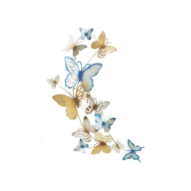 Quadro pannello da muro butterflies oro celeste modello c 59,5 x 4 x 111,5 cm