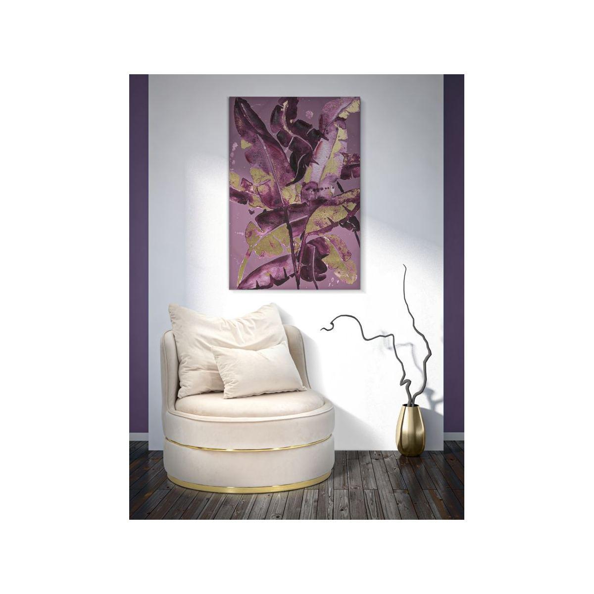 Quadro stampa dipinta dark leaves 80 x 3 x 120 cm