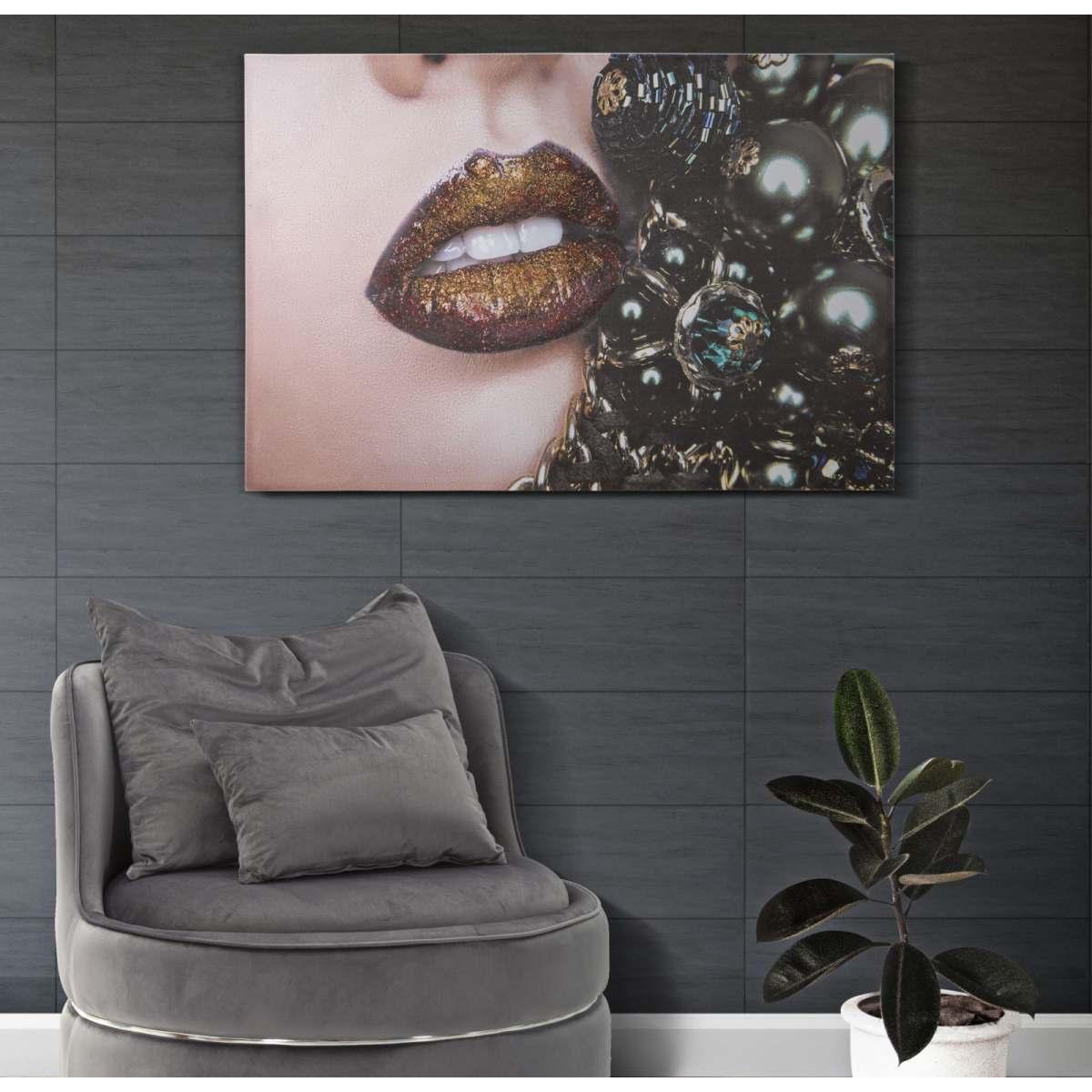 Quadro stampa su tela beautiful lips 120 x 3,8 x 80 cm