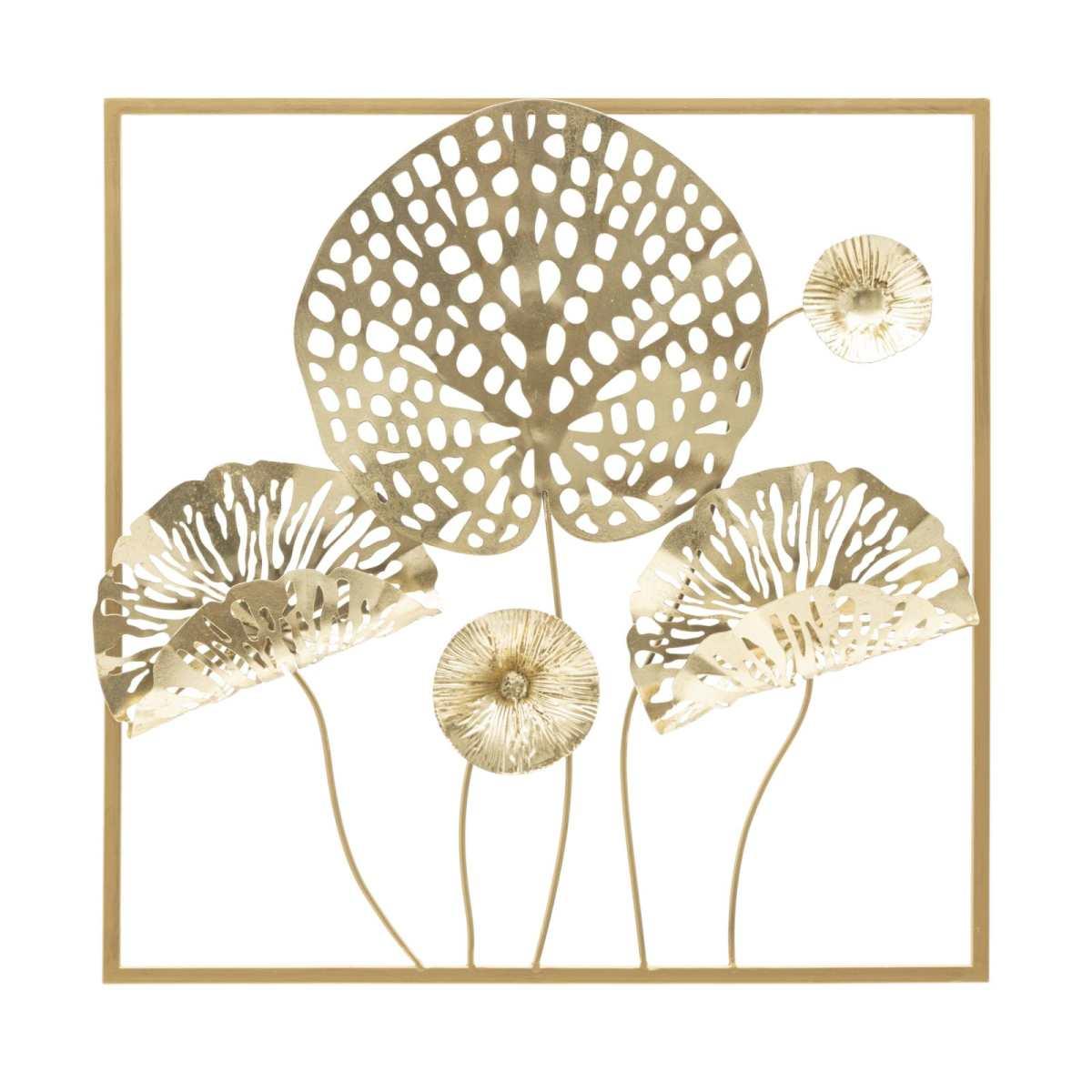 Quadro pannello in ferro gold flowers 50 x 5 x 50 cm