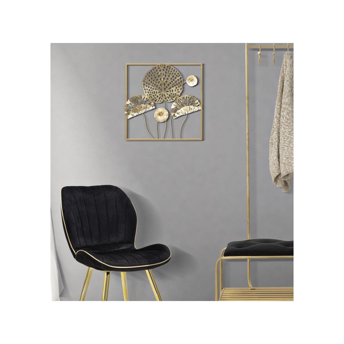 Quadro pannello in ferro gold flowers 50 x 5 x 50 cm