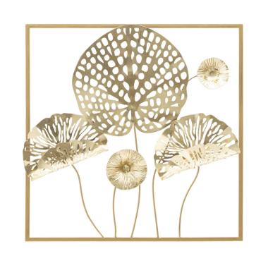 Quadro pannello in ferro gold flowers 50 x 5 x 50 cm