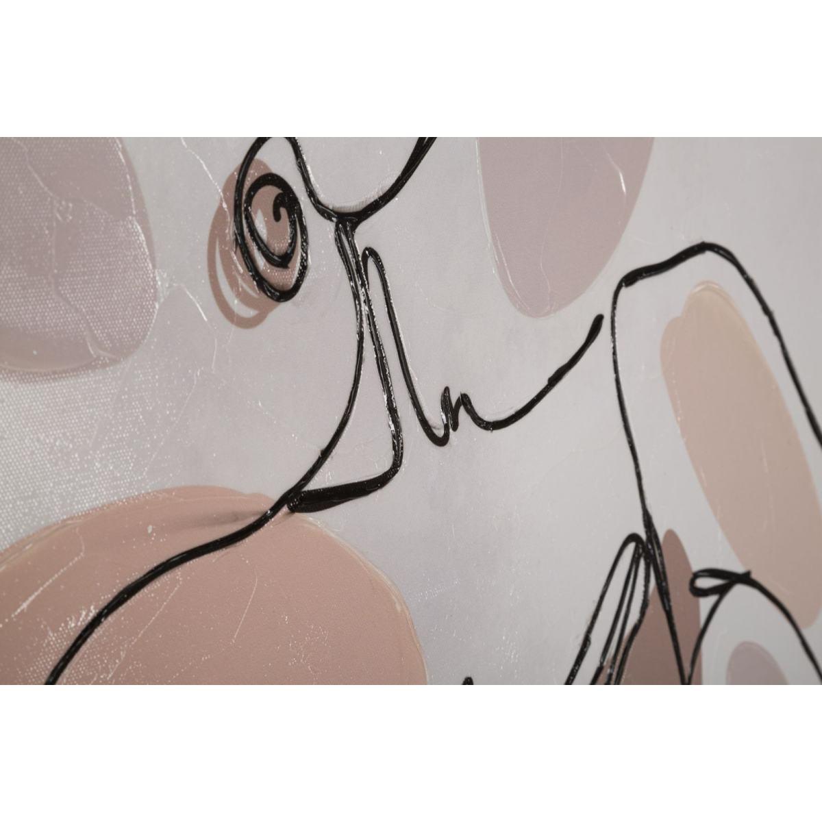 Quadro stampa dipinta lady 80 x 2,8 x 80 cm