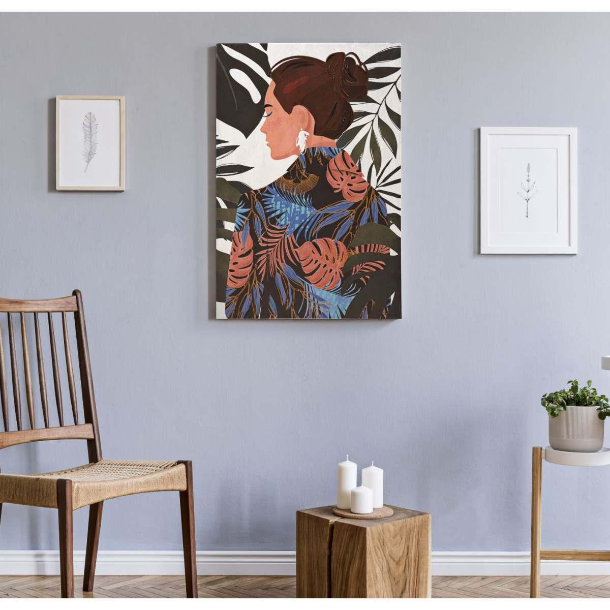 Quadro stampa quadro dipinto lady jungle mod