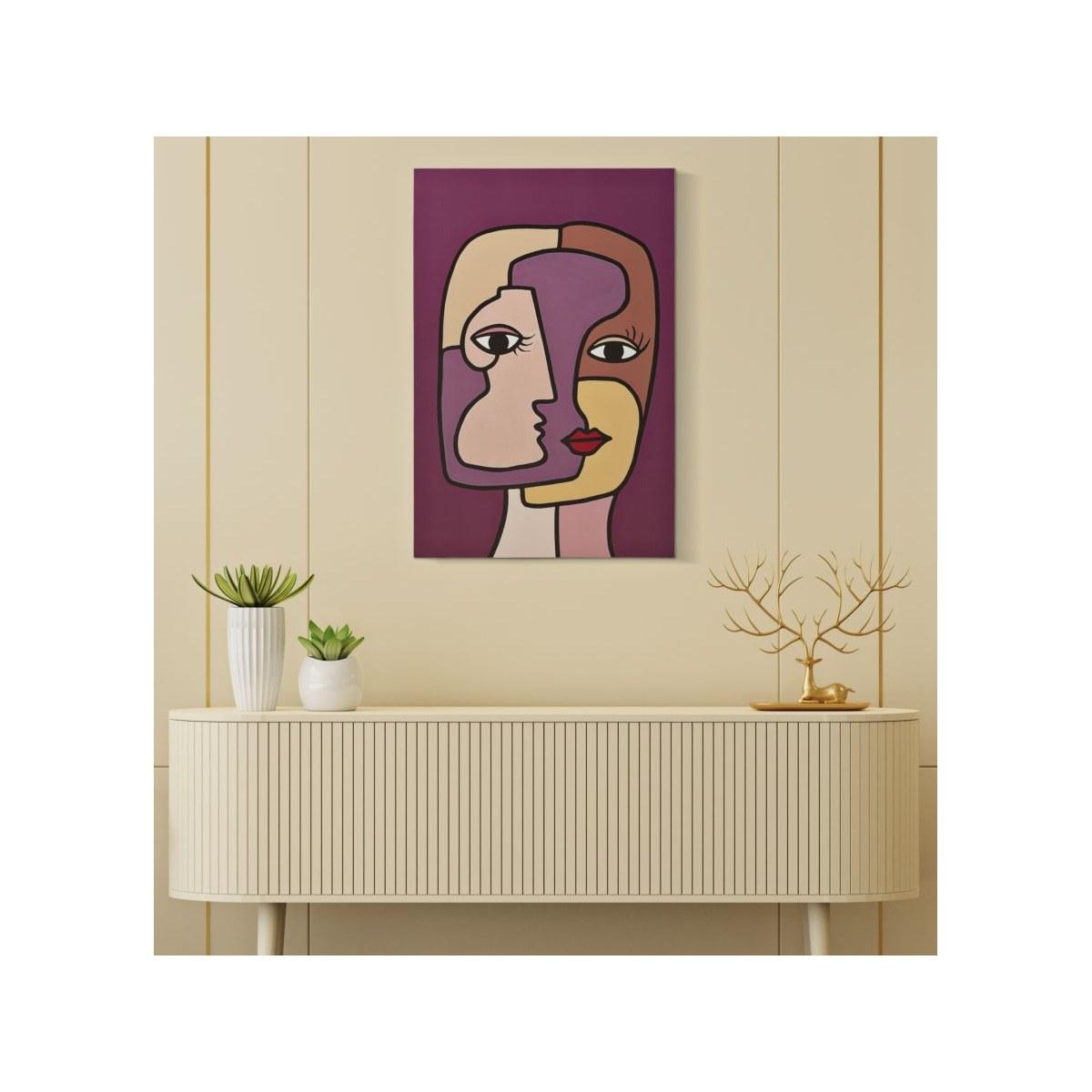 Quadro stampa dipinta faces new mod 60 x 3 x 90 cm