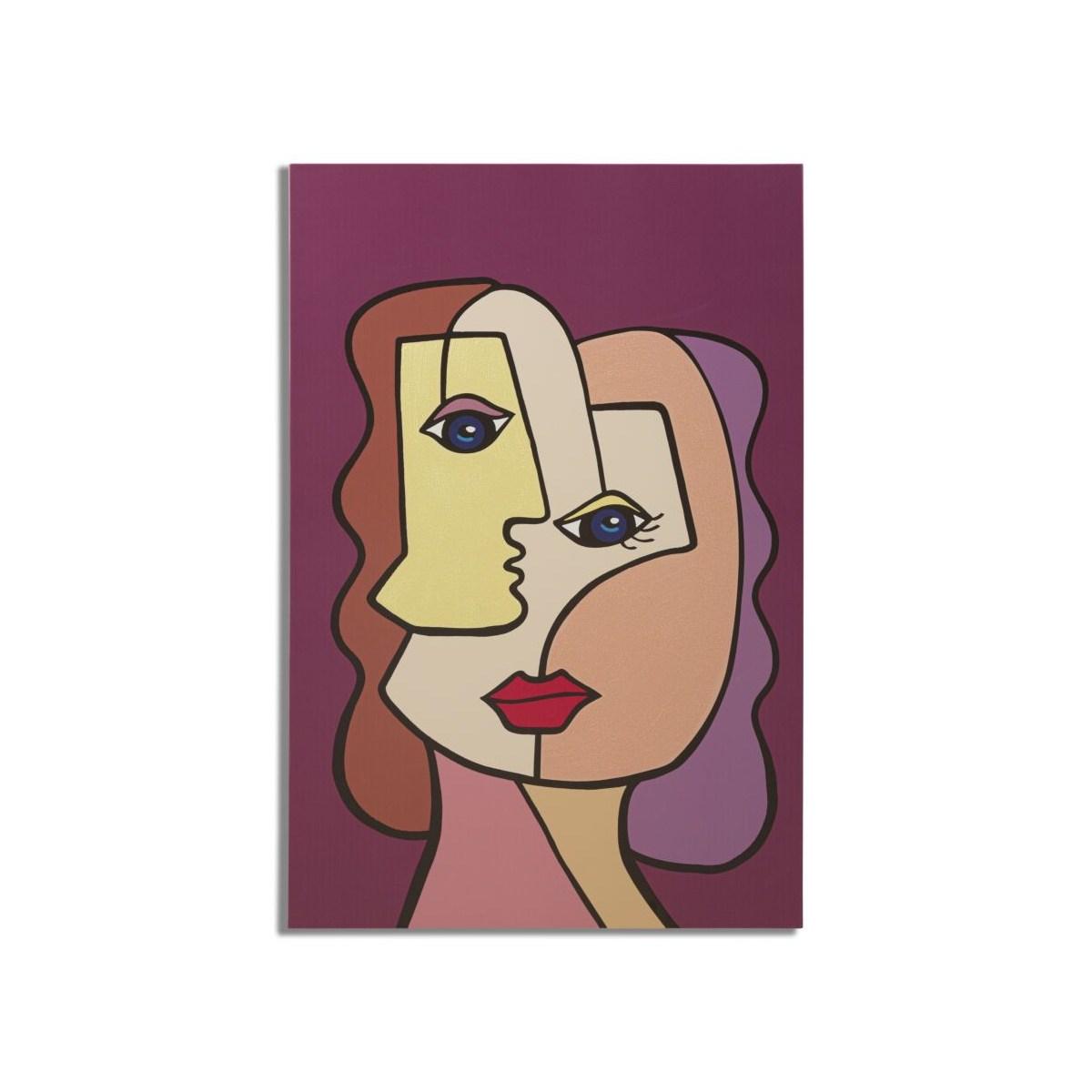 Quadro stampa dipinta faces new mod 60 x 3 x 90 cm