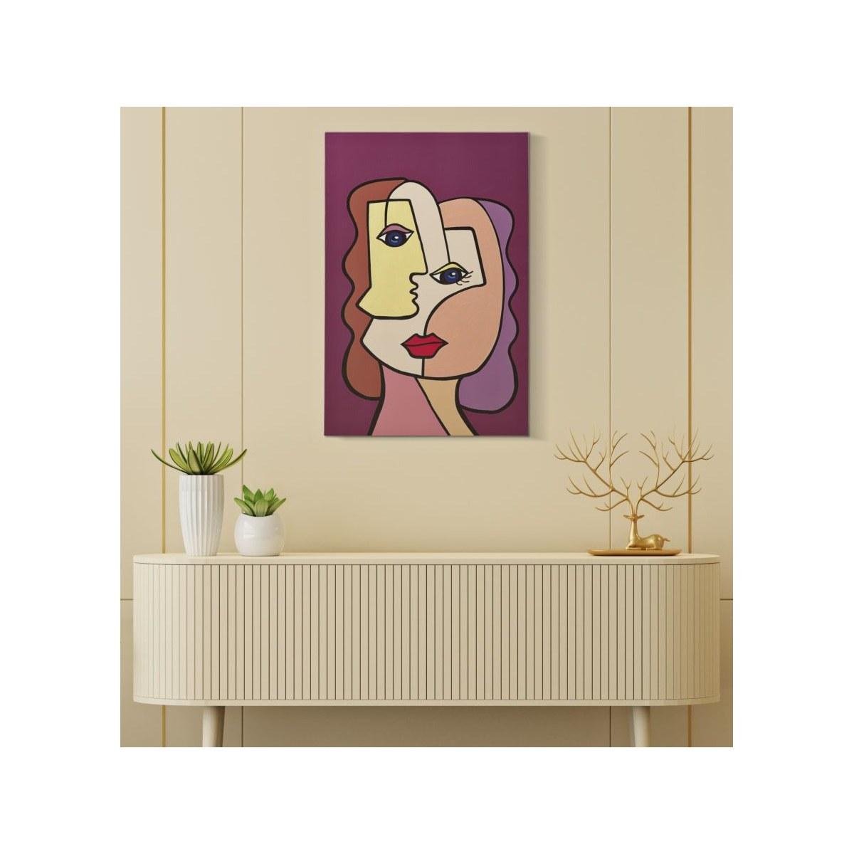 Quadro stampa dipinta faces new mod 60 x 3 x 90 cm