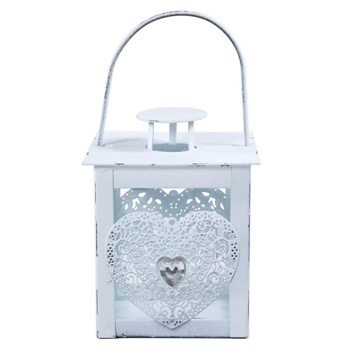 Lanterna cuore bianca 10 x 10 cm