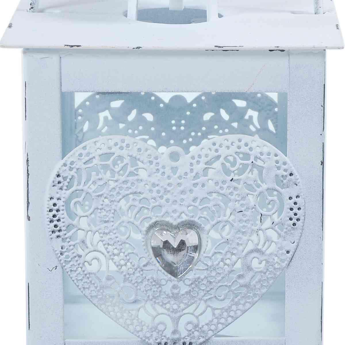 Lanterna cuore bianca 10 x 10 cm