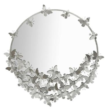 Specchio farfalle round silver 3 x 94 cm