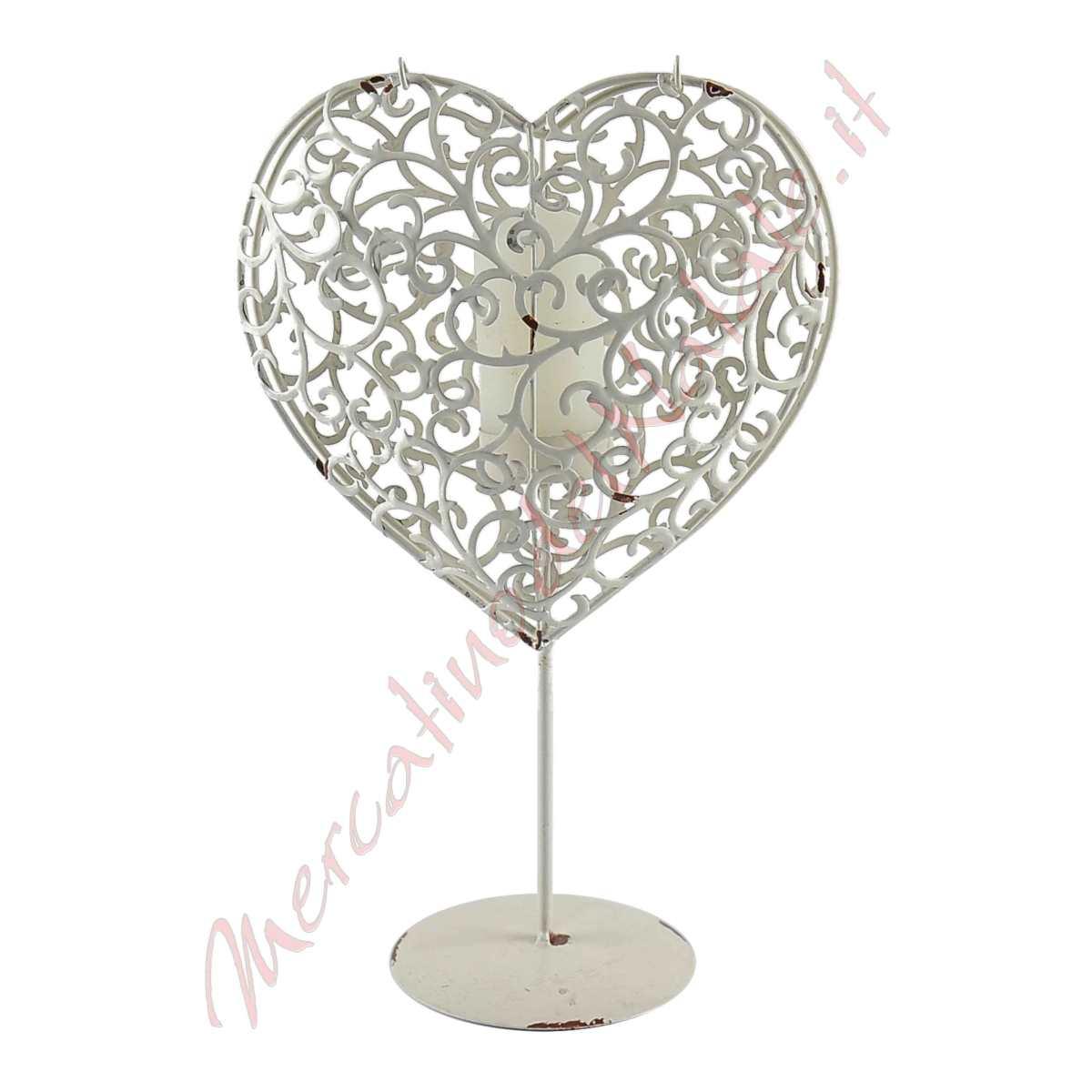 Portacandela cuore bianco grace