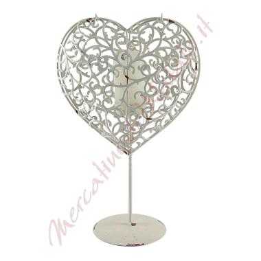 Portacandela cuore bianco grace