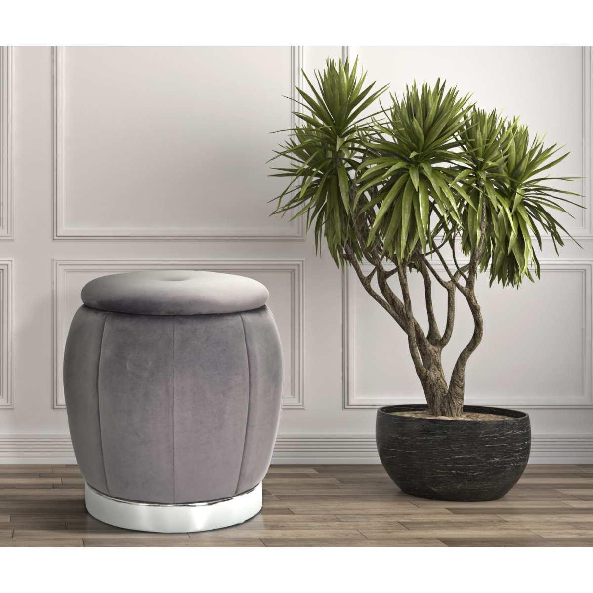 Pouf contenitore paris grigio silver