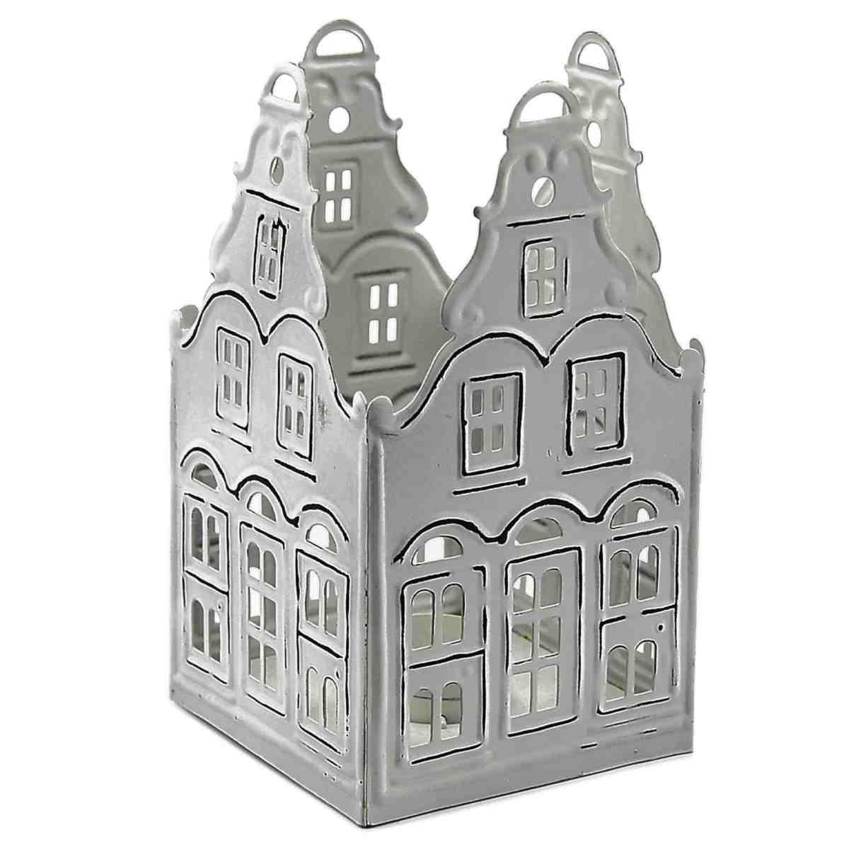 Portacandela metallo casa 12 x 12 cm