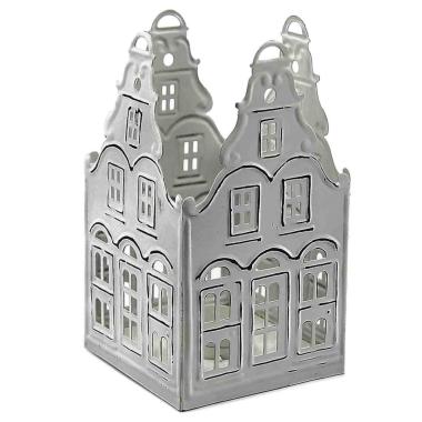 Portacandela metallo casa 12 x 12 cm