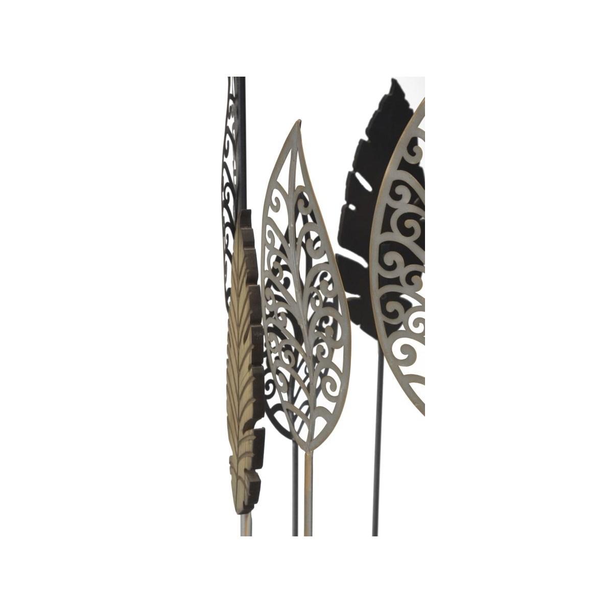 Tavolinetti in ferro legno foglie coppia 38 cm